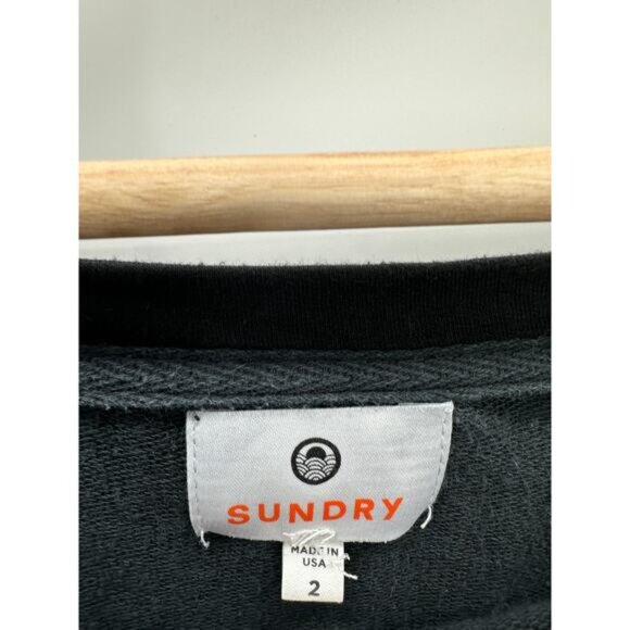 Sundry Sweatshirt Women Size 2 Black Gray Ombre Crewneck Pullover Rayon Stretch - Picture 6 of 7